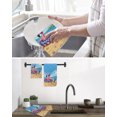 thumbnail image 4 of 4th of July Flamingo Kitchen Dish Towels for Drying Dishes Set of 2, Coastal Beach Waves Mountains Sky Blue Waffle Weave Microfiber Hand Tea Bathroom Towels Quick Dry & Absorbent Towel 12x12, 4 of 5