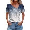 thumbnail image 2 of Fiudx Ofertas Relámpago Camiseta de Manga Corta con Estampado de Primavera/Verano para Mujer, Camiseta Informal con Botones Estampados, 2 of 4