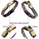 thumbnail image 4 of Pulsera de cuero vintage para hombre, pulsera de cuerda marrón, 8.5, cuero, circonita cúbica, 4 of 5