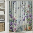 thumbnail image 6 of Orinice Watercolor Floral Plant Shower Curtain Purple Pink Flower Vintage Colorful Botanical Wildflower Herb Boho Modern Minimalist White Farmhouse Fabric Bath Curtain with Hook 60x72, 6 of 7