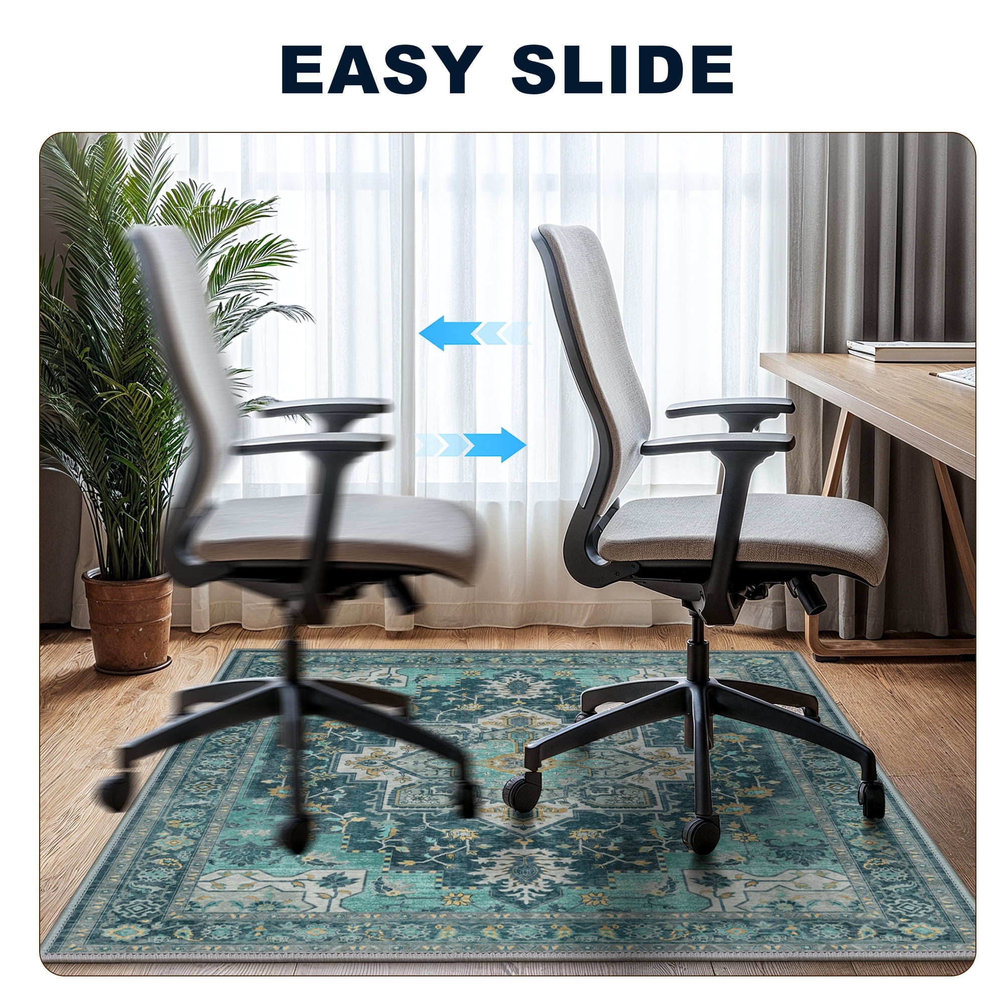 KUETH 36"X 48" Protective Flooring Office Chair Mat for Hardwood Floor and Tile Floor, Heavy Duty Desk Chair Mat for Carpets, Anti Slip Office Floor Mats for Rolling Chairs, Low Pile Under Desk Rug