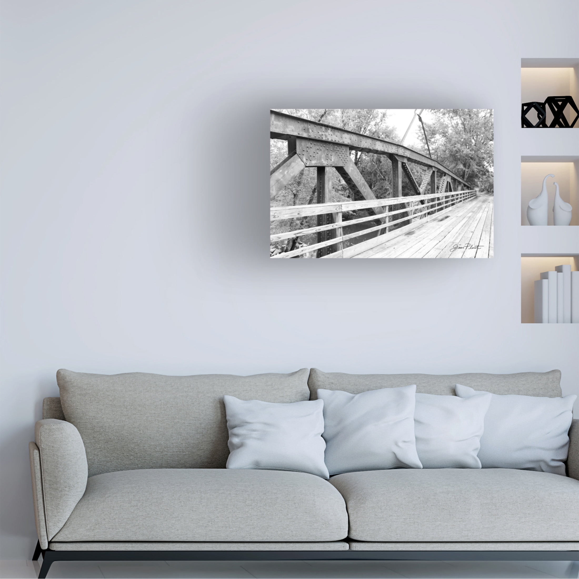 Canvas Wall Art - Jean Plout 'Old Bridge E' Wall Art for Living Room, Bedroom, or Office Décor by Trademark Fine Art - 47 x 30 Inches