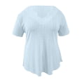 thumbnail image 6 of FRSASU Summer Tops for Women Casual Palace Lock Blouse Eyelet Hollow Out Plus Size Short Sleeve Shirts Sky Blue, 6 of 9