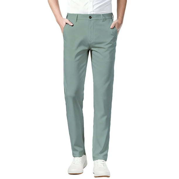 Ceisia Men's Trendy Solid Color Gift Elastic Waist Straight Leg Suit Pants with Slanted Pockets