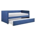 thumbnail image 3 of Blue Upholstered Daybed with Trundle, Wood Construction / Great for Relaxing and Sleeping, 3 of 4