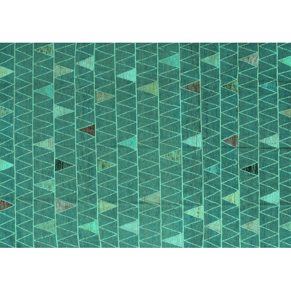 Ahgly Company Machine Washable Indoor Rectangle Abstract Turquoise Blue Modern Area Rugs, 2' x 3'