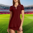 thumbnail image 2 of Arlun Womens 2 Piece Tennis Training Suits with Quarter Zip Short Sleeves and Short Skirts Active Exercise Sports Wear Slim Fit Soft Comfy Breathable Solid Color Outfits XS, 2 of 4
