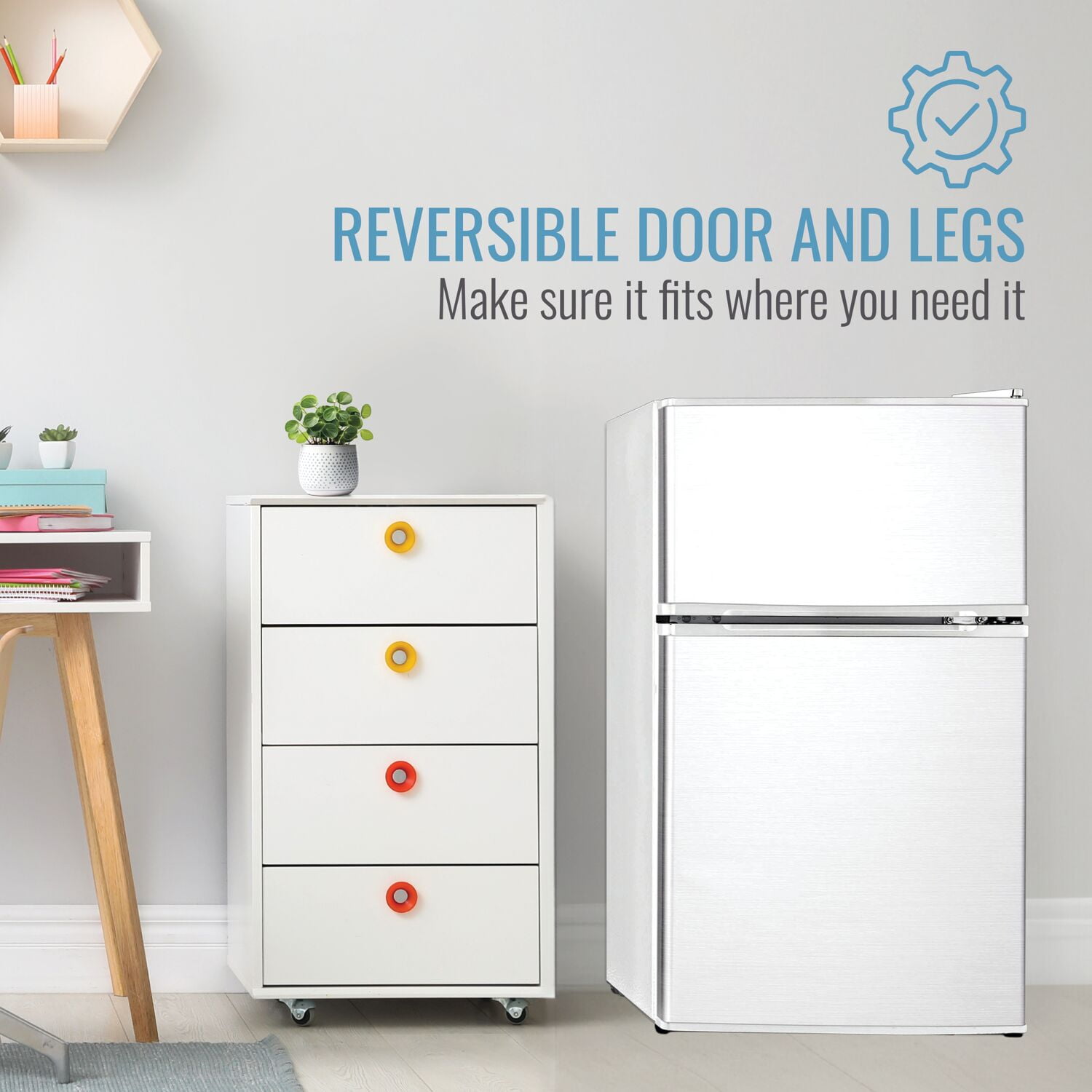 Keystone New Standard 3.1 Cu. ft. 18.5 in W Compact Standard Door Refrigerator/Freezer, White, KSTRC312CW