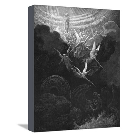 The Archangel Michael and His Angels Fighting the Dragon, 1865-1866 Stretched Canvas Print Wall Art By Gustave
