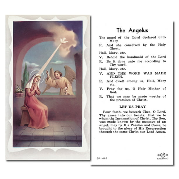 Angelus Holy Card Paper Holy Prayer Card with Gold Edges Pack of