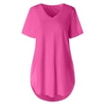thumbnail image 6 of Garbnen Shirts for Women Short Sleeve Curved Hem V Neck T Shirts Women Hide Belly Summer Dressy Going Out Tops for Women M, 6 of 7