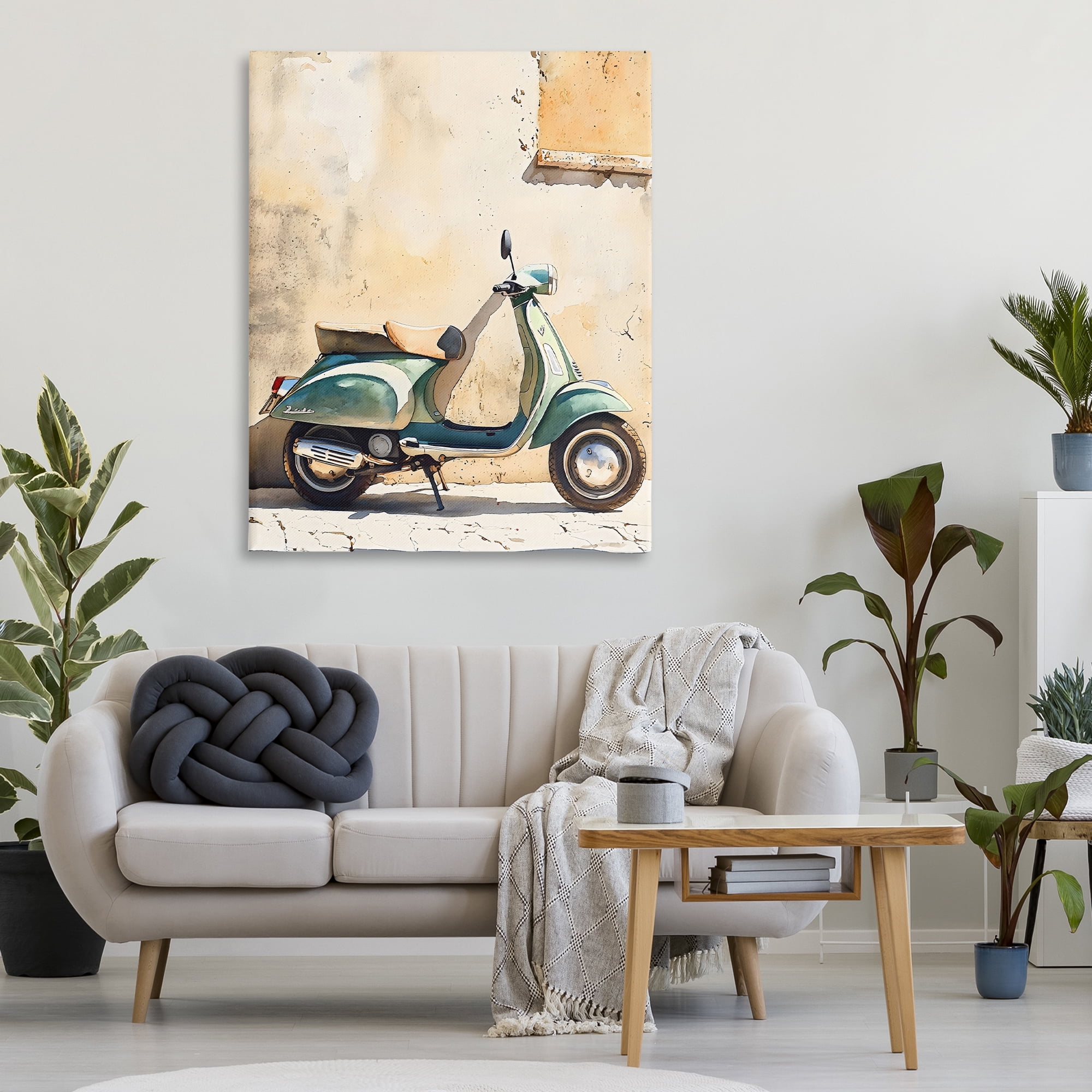 Stupell Industries Vintage Scooter on Italian Street Canvas Wall Art, design by LSR Design Studio