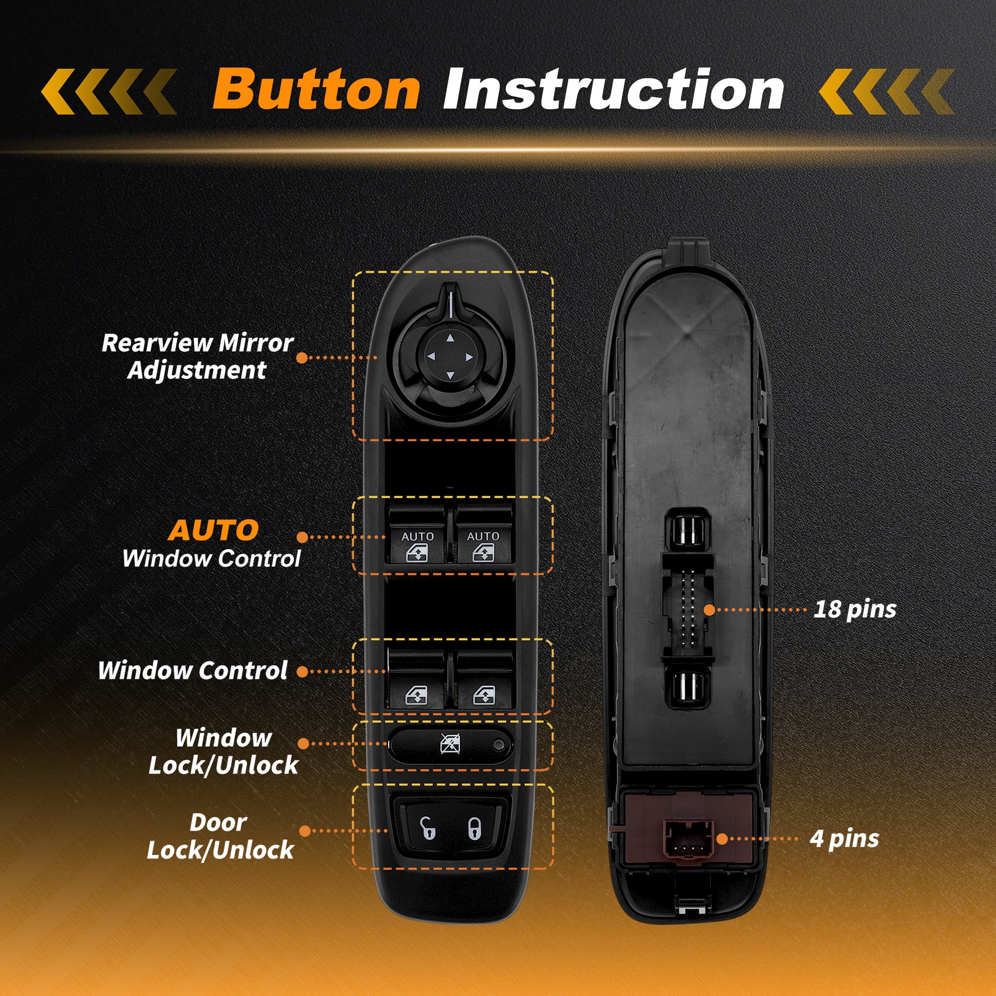 Unique Bargains Master Power Window Switch 6BZ27LXHAA for Jeep Compass 2017-2021