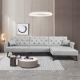 thumbnail image 2 of Aukfa 115" Velvet Sectional Sleeper Sofa for Living Room, Convertible Sofa Bed Queen, Light Gray, 2 of 10