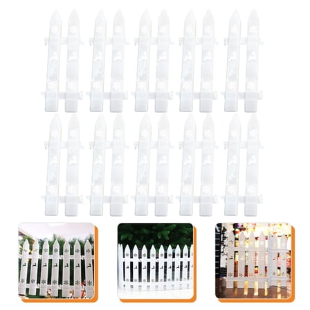Tineasur 20pcs Plastic Outdoor Fence Small Garden Fence for Trees or Flower Beds White