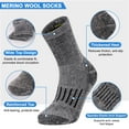 thumbnail image 3 of Merino Wool Socks for Men 2 Pairs Thermal Hiking Crew Socks Moisture Wicking Sock for Hiking Cycling Outdoor, 3 of 6