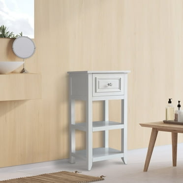 Teamson Home Dawson Side Table with Drawer and Open Shelves, White