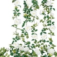 thumbnail image 6 of TETOU 4pcs Flower Garland, Faux Artificial Floral Garland Fake Rose Hanging Vine for Wedding Arch Garden Ceremony Background Outdoor Wall Decoration - White, 6 of 7