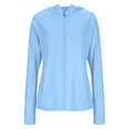 thumbnail image 6 of Women's Hooded Lightweight Full-Zip Sun Jacket - UPF 50+ Long Sleeve Athletic Hoodie, Outdoor Running & Hiking Windbreaker Light Blue XL, 6 of 6