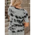 thumbnail image 4 of Womens Striped Color Block Short Sleeve Causal Blouses T Shirts Tops, 4 of 6