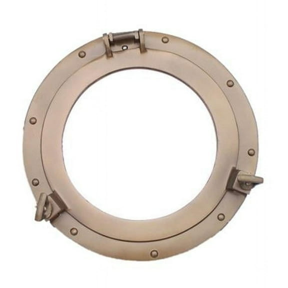 Handcrafted Model Ships MC-1963-12-AN Antique Brass Decorative Ship Porthole Mirror - 12 in.