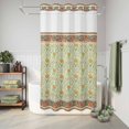 thumbnail image 6 of No Hook Shower Curtain, Vintage Boho Floral Shower Curtains for Bathroom with See Through Top Window, Ethnic Tribe Abstract Art Flowers Waterproof & Washable Bath Curtain Stand Up Stall 36"x72", 6 of 9
