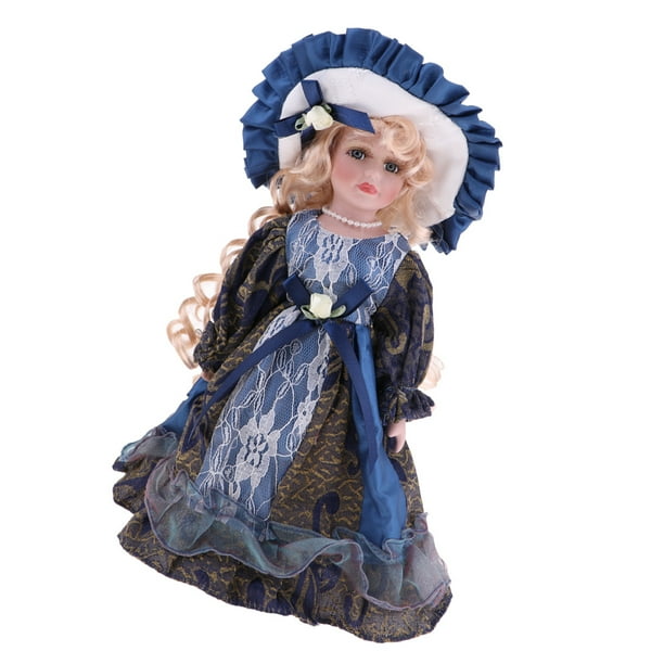 Hermosas Munecas de Ceramica Elegante con Vestido Victoriano para Chicas con soporte de Madera Sunnimix Muneca de porcelana victoriana Walmart en linea