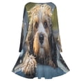 thumbnail image 5 of Dog Taking A Bath Long Sleeve Dresses For Women Vintage Elegant Party Dress Oversized V-neck Dress S-8XL, 5 of 7