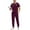 Wine #5, variant on Dresfit Men's Scrubs Sets Short Sleeve Waistband Scrubs Anti Wrinkle Multi Pocket Stretch V Neck Top and Cargo Pants Set Quick Dry Plain Medical Sets Wine #1 S