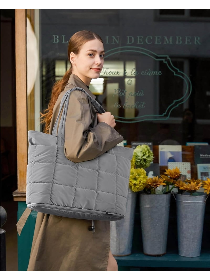 Amazon.com: BAGSMART Expandable Tote Bag for Women, Puffer  Expandable Quilted Tote Bag for Women Work Tote Bag Travel Gym Carry On Tote main image 1