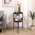 thumbnail image 7 of Modern 2-Tier Side Table, Metal End Table with Round Tray Top and Storage Shelve, Sofa Side Accent Table for Living Room Small Spaces, Brown, 7 of 7