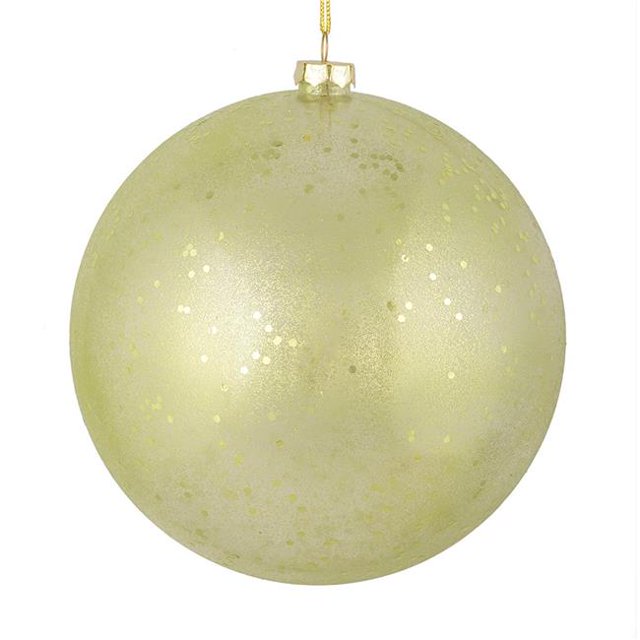 Vickerman N184254 4.75 in. Celadon Glitter Clear Ball Ornament 4 per Bag