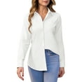 thumbnail image 2 of Siliteelon Womens Button Down Shirt Long Sleeve Oxford Cotton Blouse Classic Fit Wrinkle Resistant Office Work Top with Pocket, 2 of 7