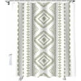 thumbnail image 6 of Fabric Shower Curtain for Bathroom, Boho Green White Custom Shower Curtain Set with Hooks, Luxury Bathroom Curtains, Bohemian Teal Stripes Waterproof Polyester Bathroom Accessories, 54x78inch, 6 of 6