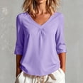 thumbnail image 6 of Inleife Womens Half Sleeve Tops Fashion Ladies Casual Basic Tees V-Neck Relaxed Fit Pleated T-Shirt for Daily Wear, 6 of 6
