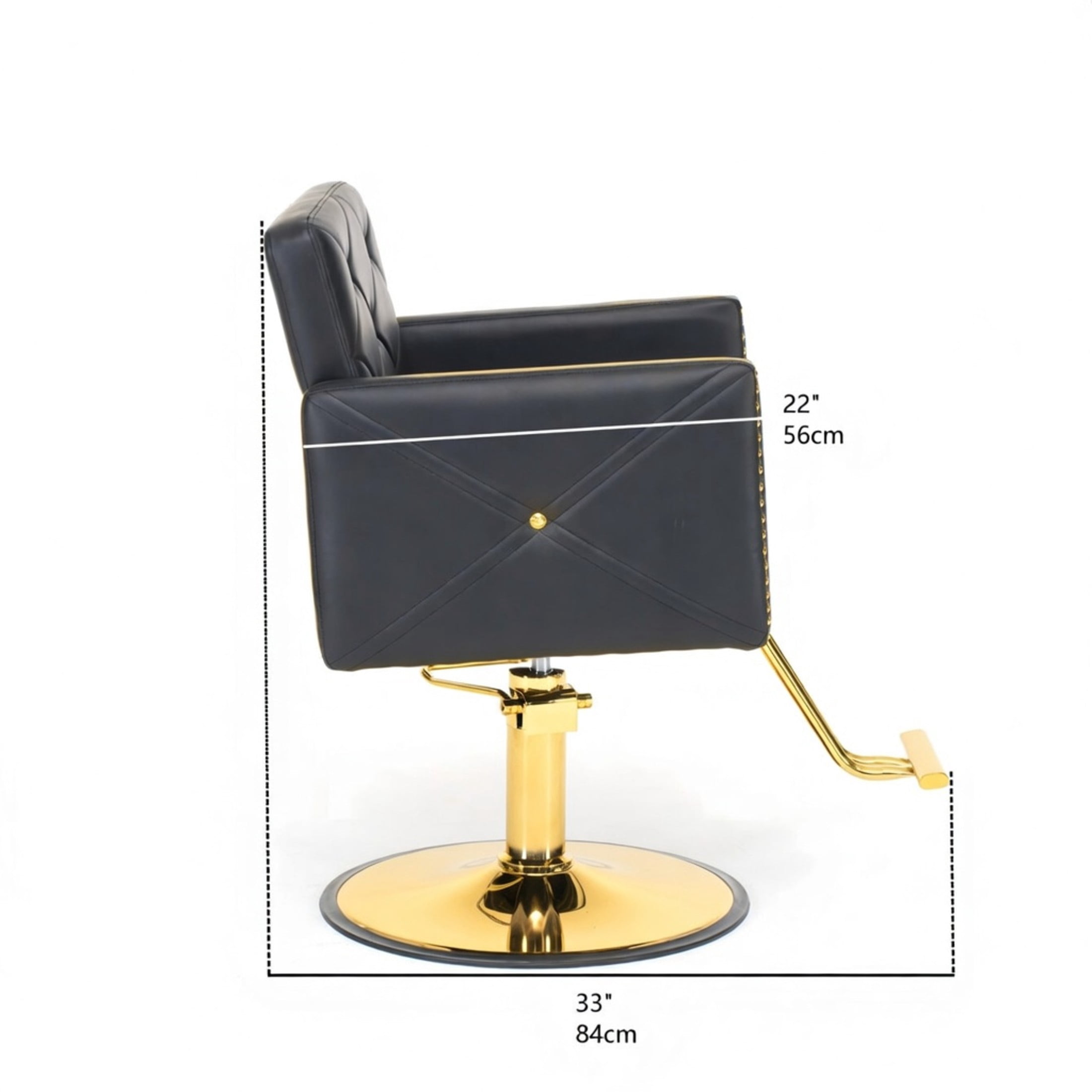 Noble House Heavy Duty Barber Chair, 360° Swivel Salon Chair with Hydraulic Pump, Black + Gold