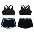 thumbnail image 5 of Zaldita Kids Girls 2Pcs Sports Workout Swimming Outfits Criss Cross Back Tank Top with Athletic Dance Lily 14, 5 of 7