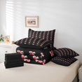 thumbnail image 6 of Manfei Fashion Bowtie Ribbon 7 Pieces Full Size Bedding Sets,Cartoon Cute Bow Full Size Bed in a Bag,Black Reversible, 6 of 7