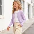 thumbnail image 6 of WAVSUF Girls Sweater Jacket Lightweight Long Sleeve Crew Neck Comfort Soft Fall Thin Style Cardigan Purple 7-8, 6 of 8