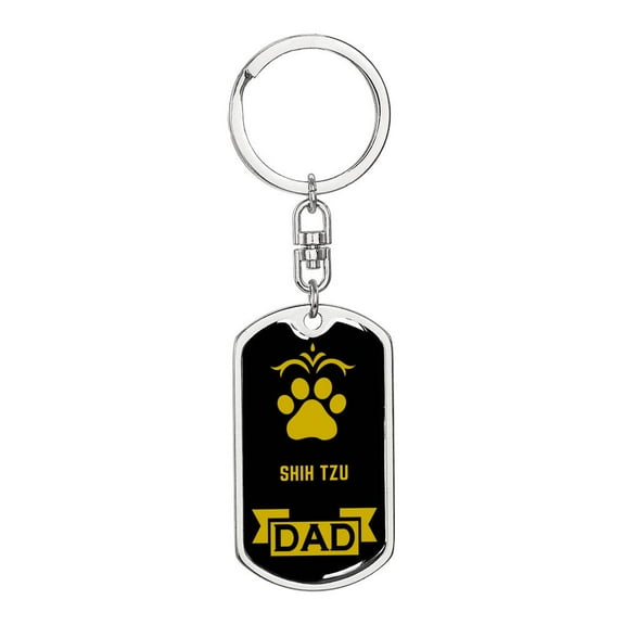 Shih Tzu Keychain Stainless Steel or 18k Gold
