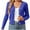 Blue, variant on Pejock Women's Casual Long Sleeve Button Down Knit Cardigan, Lightweight Lace Edge Short Open Front Sweater Top, Comfortable Spring Summer Fashion Blouse