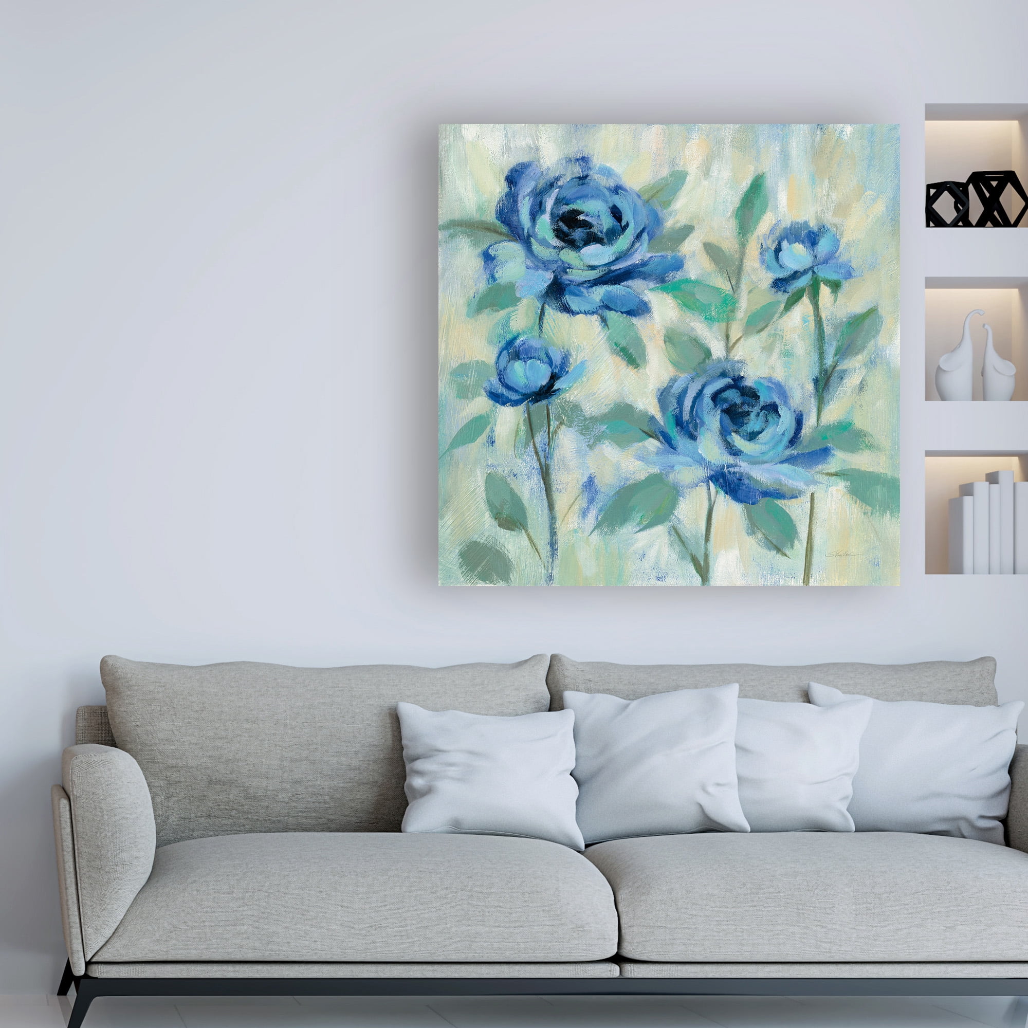 Trademark Fine Art 'Brushy Blue Flowers I' Canvas Art by Silvia Vassileva