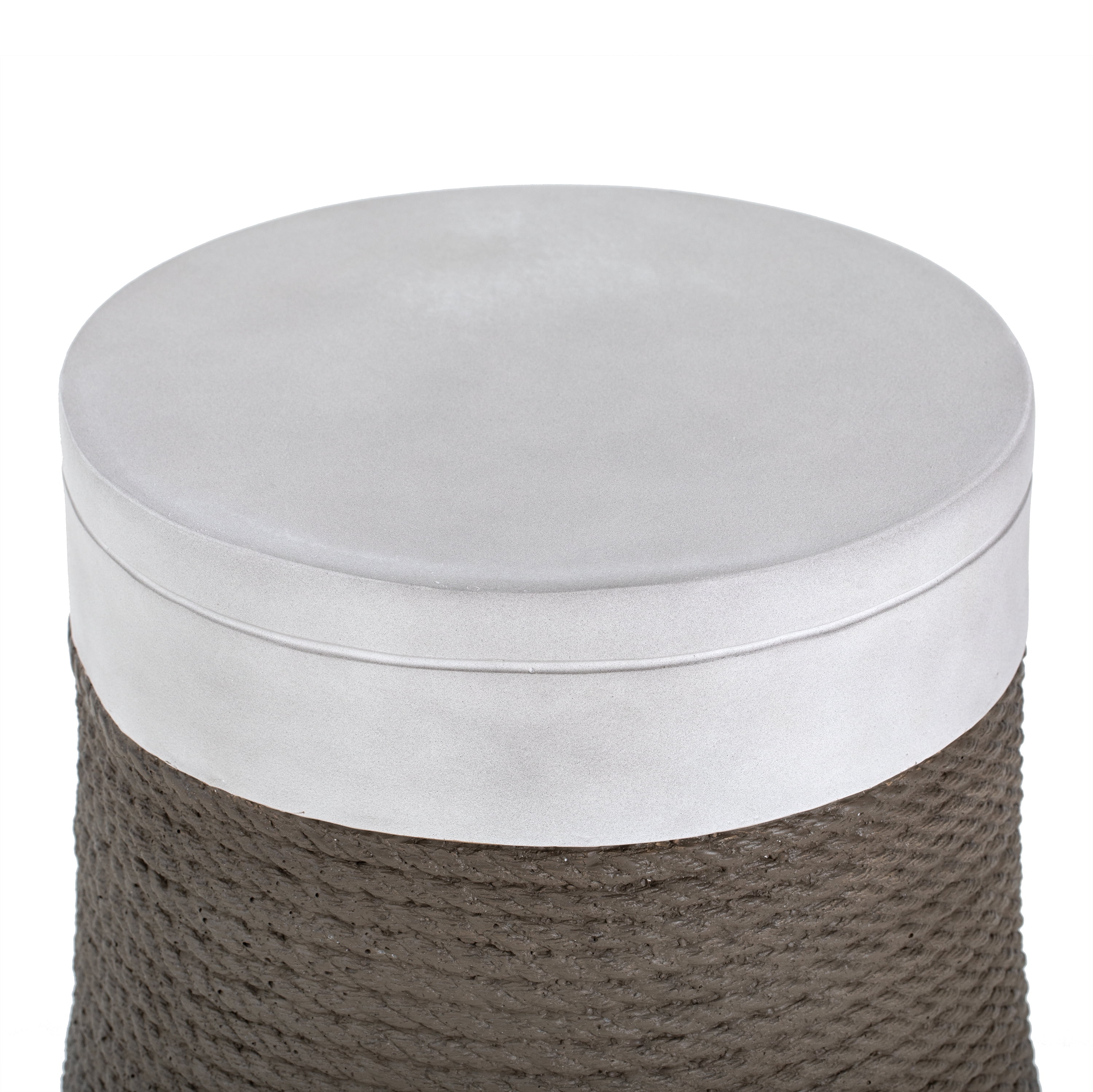 Mintazer Woven Rope Fan Base MGO Round Side Table, Weatherproof Indoor Outdoor Cylindrical Accent End Table for Patio Balcony Living Room