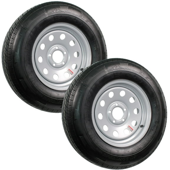 eCustomrim 2-Pk Radial Trailer Tire Silver ST225/75R15 Load D 5 Lug/4.5 Modular Wheel Rim