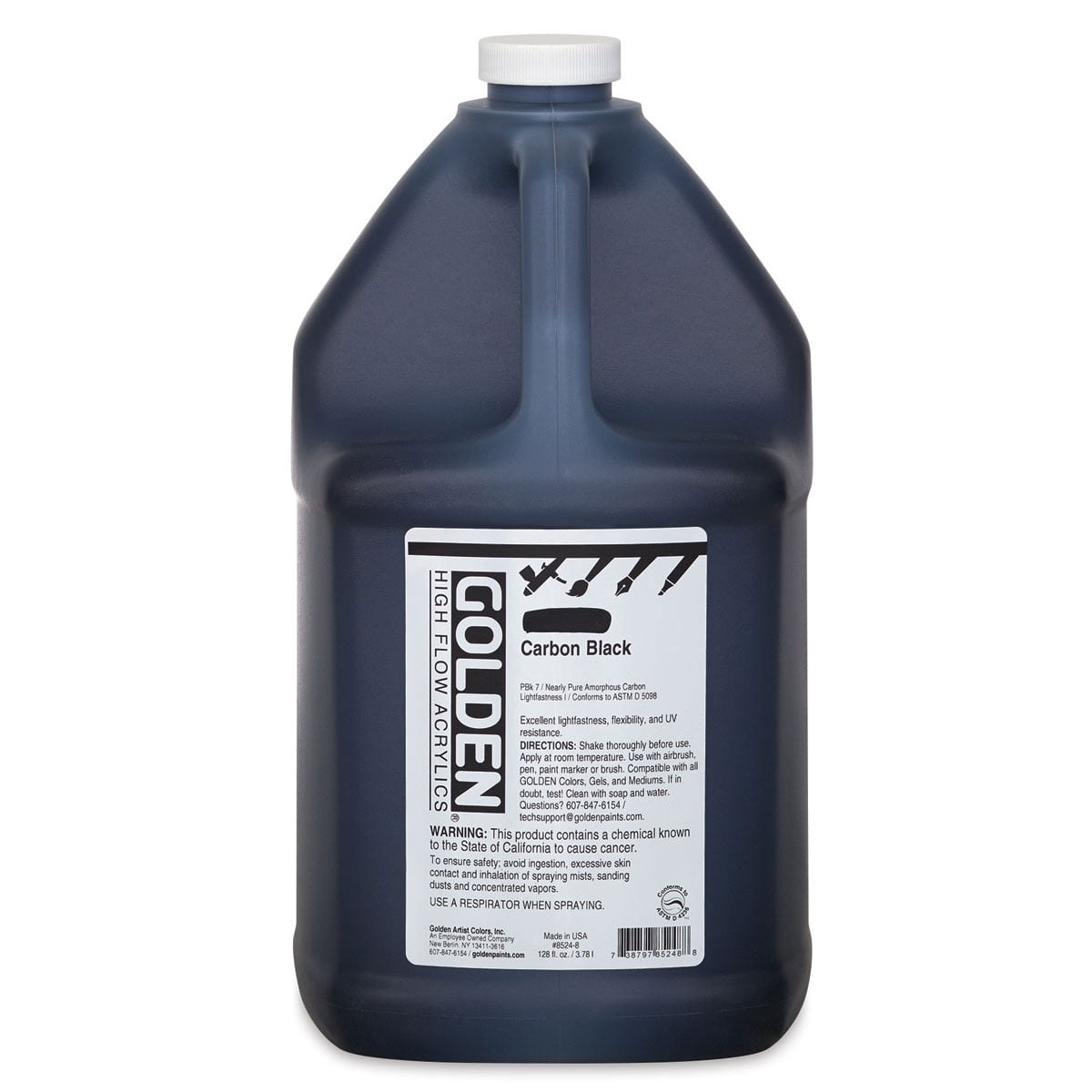 Golden High Flow Acrylics, 128 oz, Carbon Black