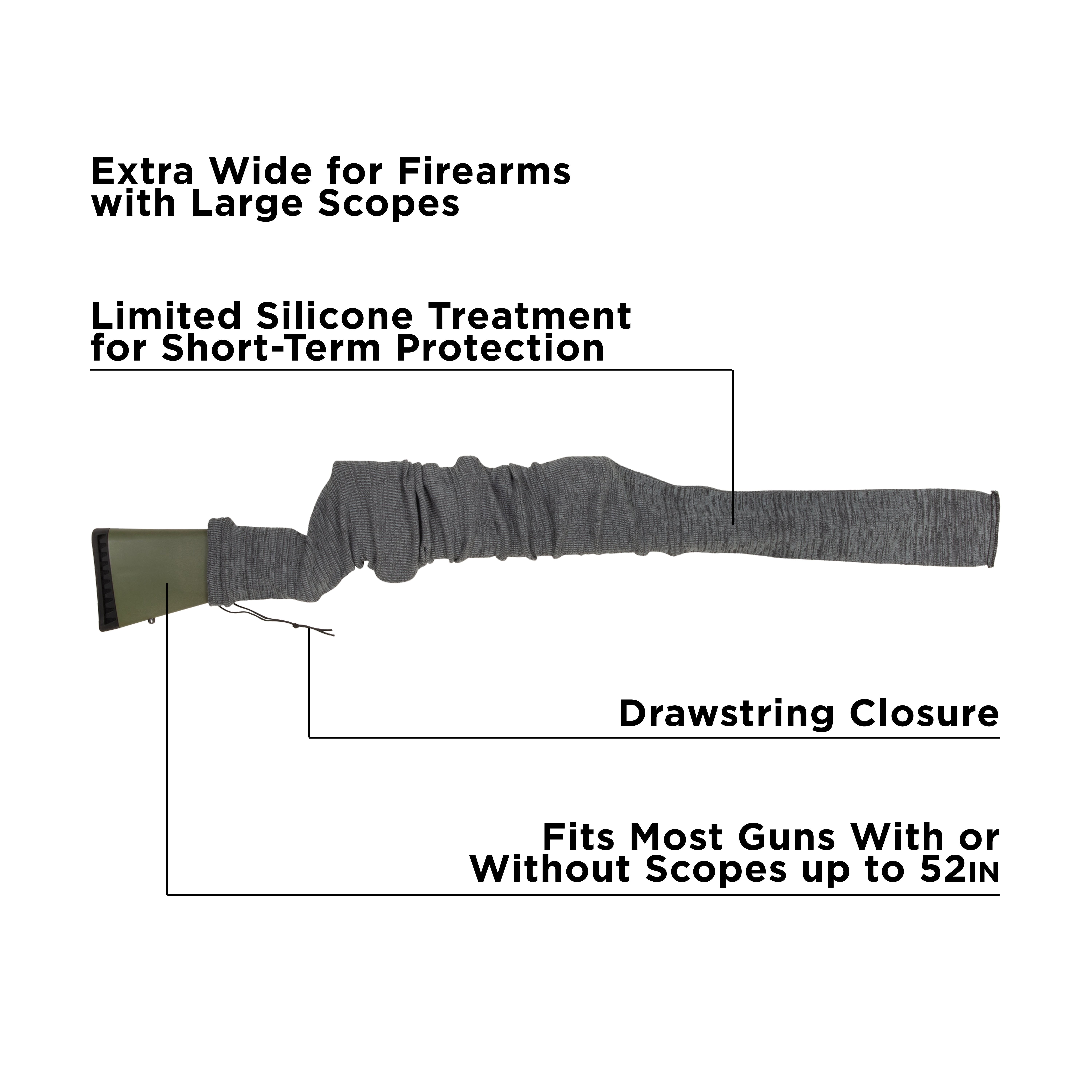 Allen Company 52" Firearm Sock, Extra Wide, 2-Pack, Heather Gray