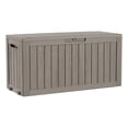 thumbnail image 2 of MINDYES 90 Gallon Outdoor Deck Box, Patio Storage Box with Gas Strut for Cushions, Holiday Decor & Garden Tools, Beige, 2 of 8