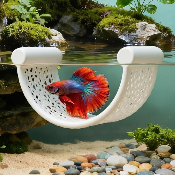 LQSEO Floating Betta Hammock, Betta Fish Hammock, Floating Rest Platform Or Small Aquariums, Nano Tanks, Shrimp, Corydoras, Betta Fish Tank Accessories, Fish Tank Decor, 3D Printed Aquarium