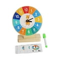 thumbnail image 2 of Reloj de madera de juguete para decir la hora con 12 tarjetas, rompecabezas de aprendizaje temprano, regalos de cumpleaños eléctrico, 2 of 9