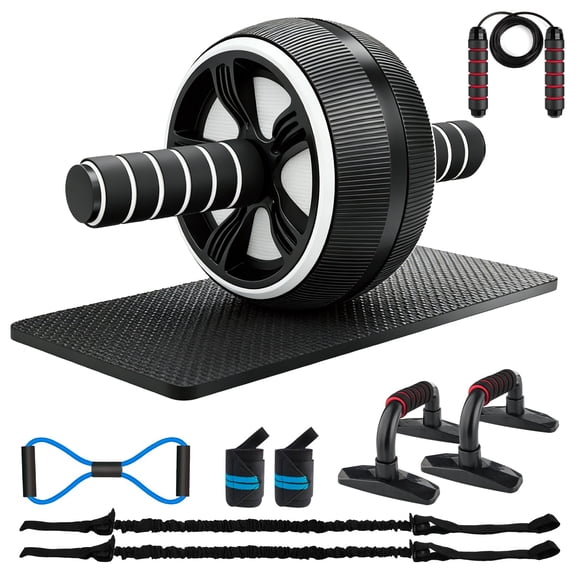 Mibote Ab Roller Wheel, 10-in-1 Abdominal Exercise Kit with Knee Pad and Push up Bars, Core Workout Equipment for Home Gym
